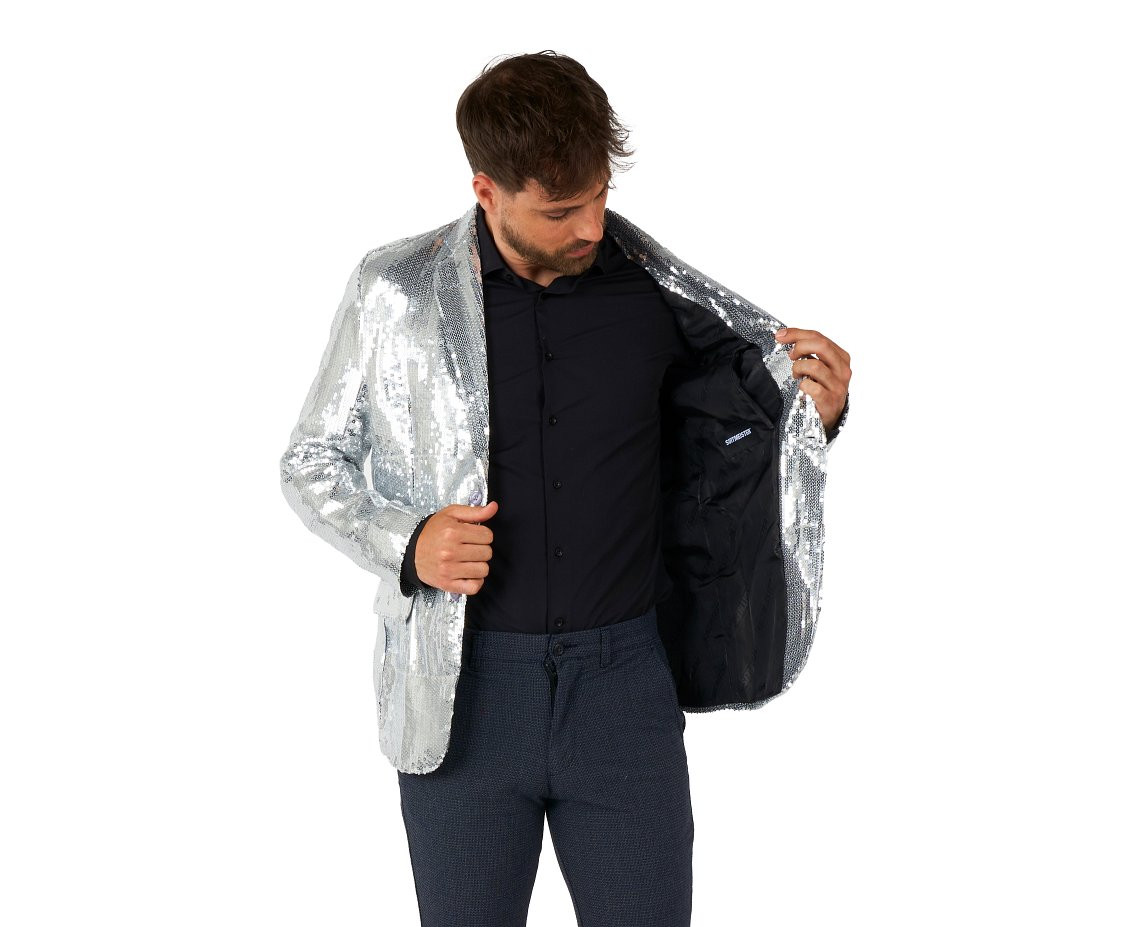 Jacket adult Sequins Silver, size 56/58 (XL)